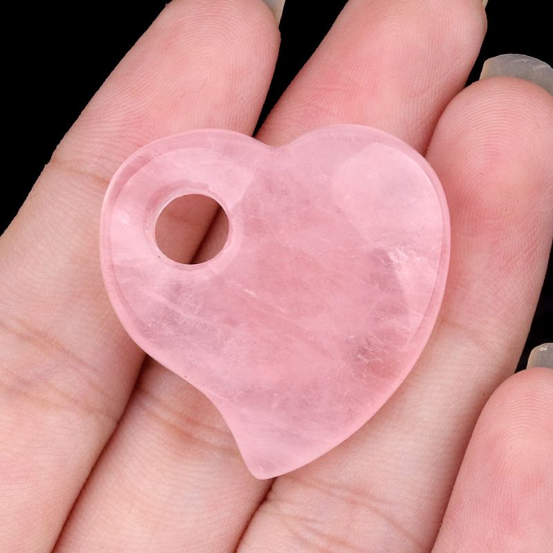 2186-Roxo rosa cristal branco 30mm grande buraco amor olho de tigre pedra buraco torto pêssego coração pingente acessórios de jóias DIY