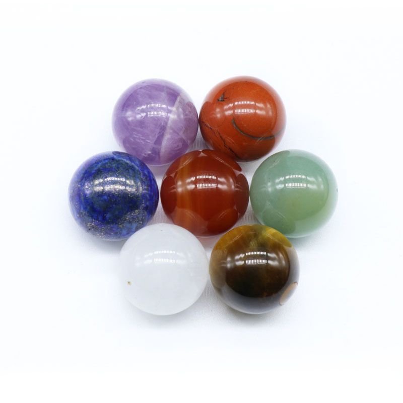 711-Conjunto de Pedra Colorida de Cristal Natural Ágata 20MM Ball 7 Boxes, Chakra Yoga Stone