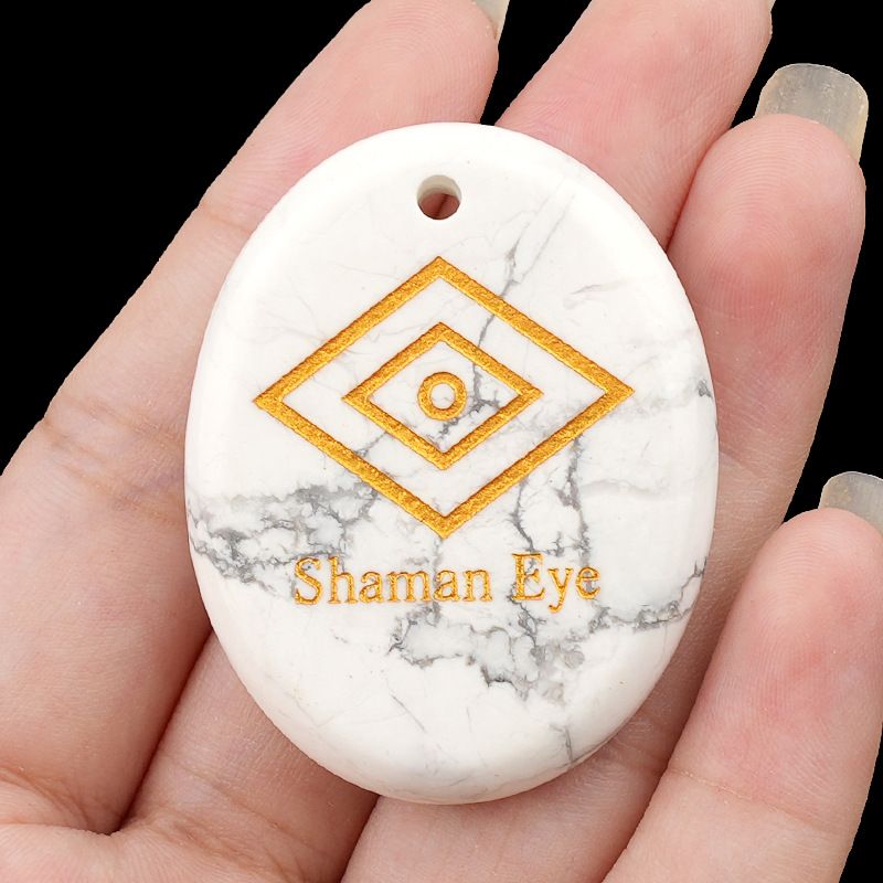 2335-Pingente de letras de pedra de palma de pedra de cristal natural Shaman Eye
