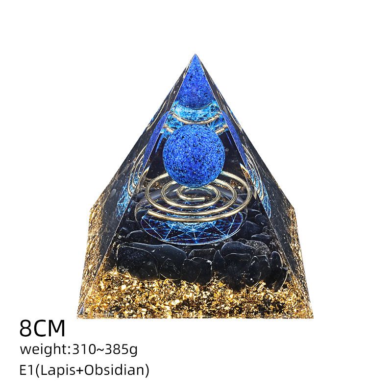 Pirâmide de cristal natural de 8cm Casa criativa europeia e americana Ornamento de mesa Yoga Resina de meditação Pirâmide de epóxi