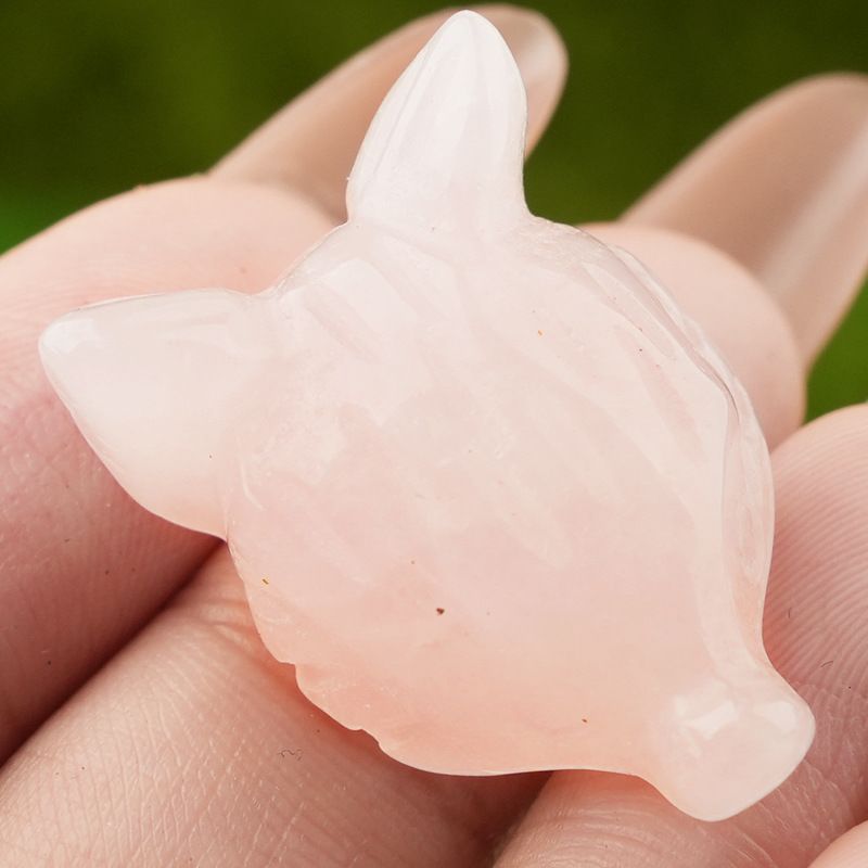 Pó de ametista natural cristal olho de tigre pedra escultura cabeça de raposa artesanato animal pequeno ornamento