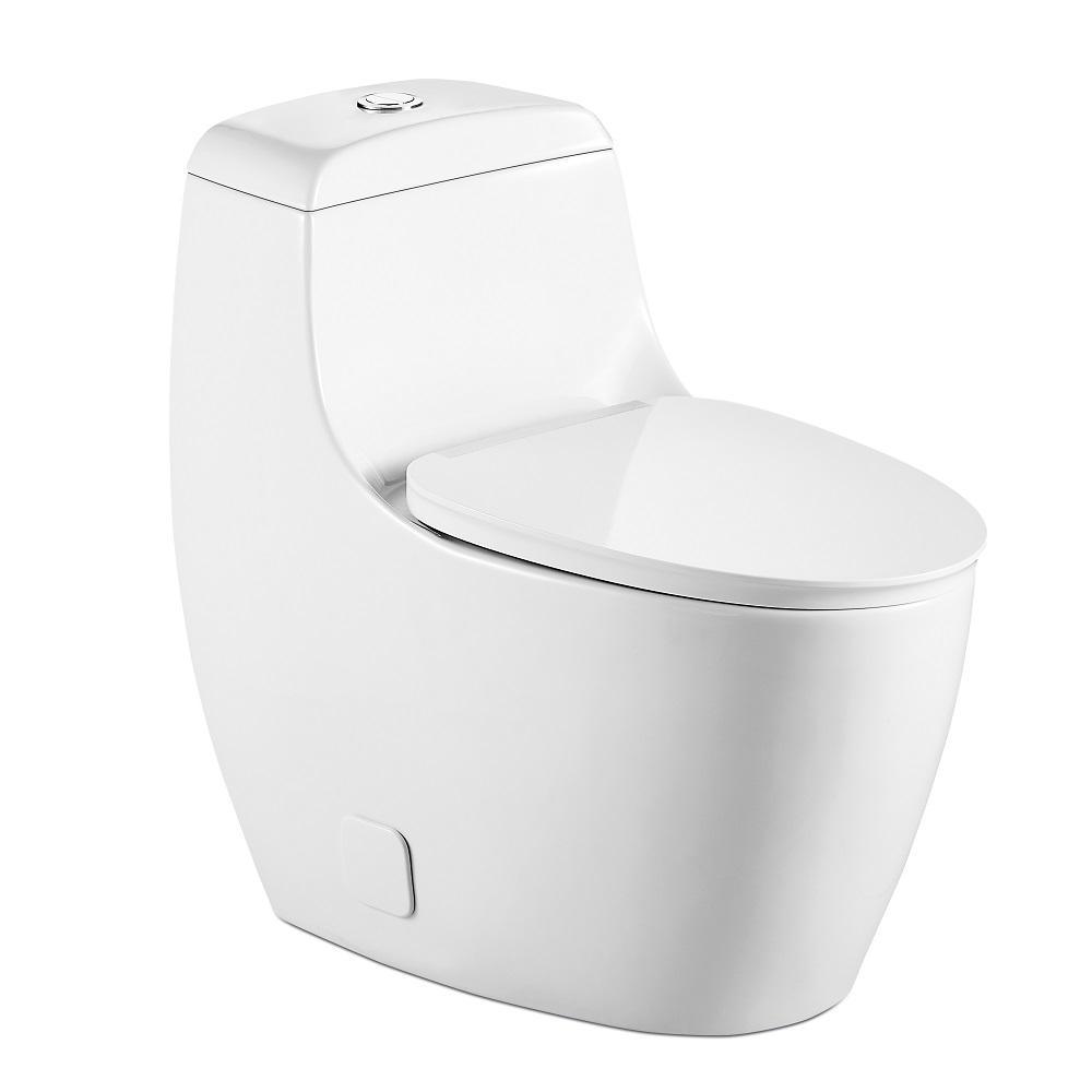 1-Piece 1.28 GPF Dual Flush High Efficiency Elongated Toilet in White, Seat Included