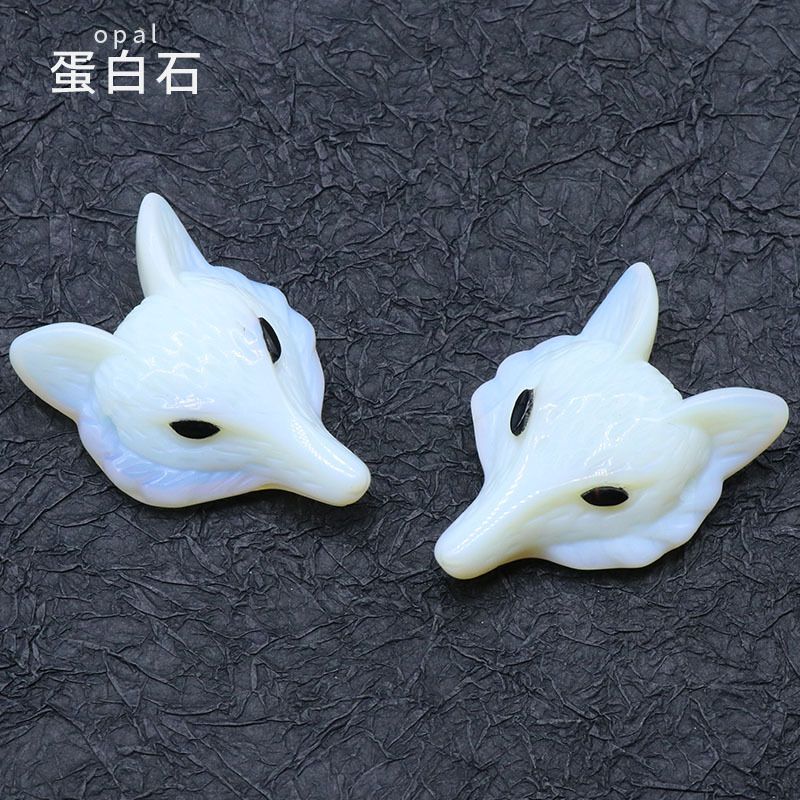 Pingente de raposa de cristal em pó 4CM venda quente, ágata de cristal semi-preciosa pedra gravada cabeça de raposa DIY acessórios de jóias