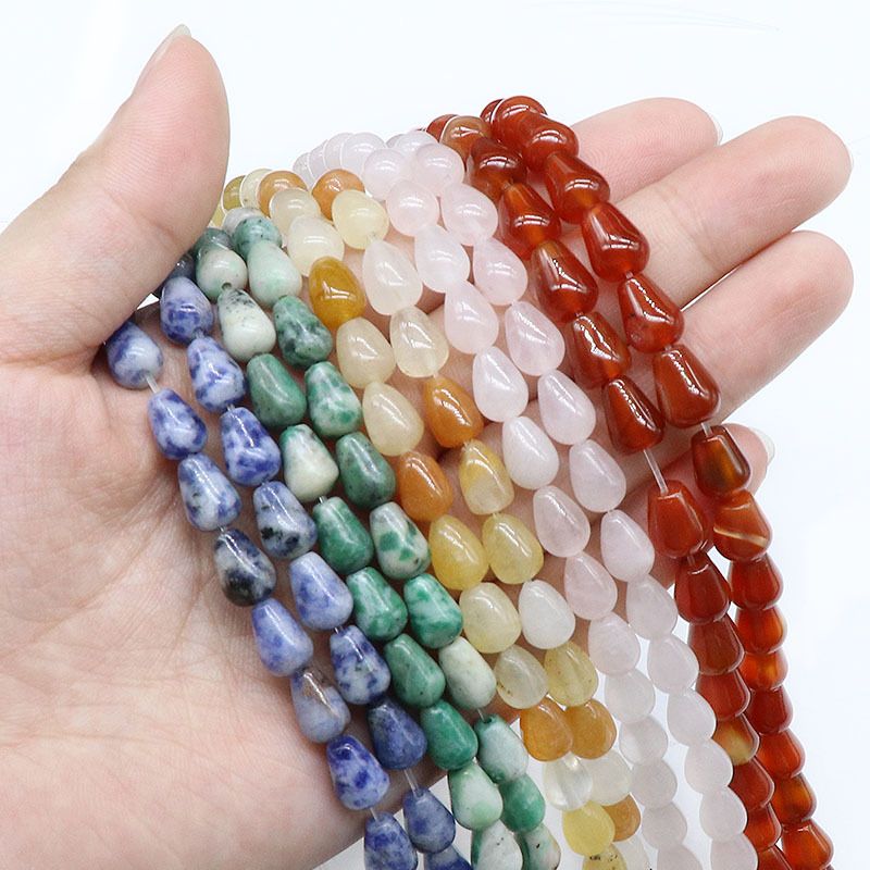 Ágata de cristal natural pedra semi-preciosa 7 * 9 gota de água contas soltas brincos de colar de mão DIY acessórios de material de jóias
