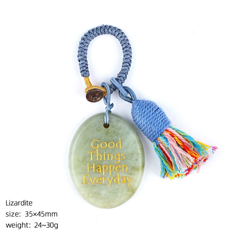 2469 Cristal natural palma de pedra chaveiro criativo saco reboque pendurado decorativo letras ágata mindfulness pedra pingente