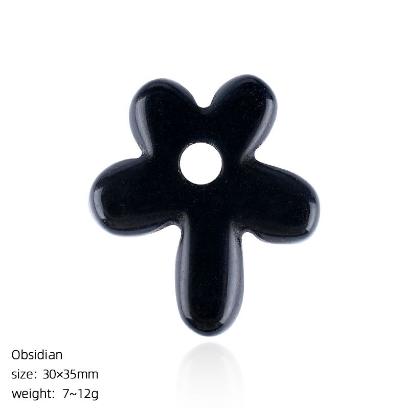 Pingente de flor de cinco pétalas de pedra natural colar artesanal antigo corrente de suéter decorativo em forma de flor pétalas de cristal natural