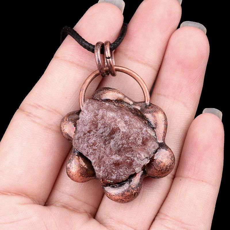 2161-Estilo retrô incrustado cristal ágata pedra semipreciosa colar pingente de pedra áspera moda versátil jóias
