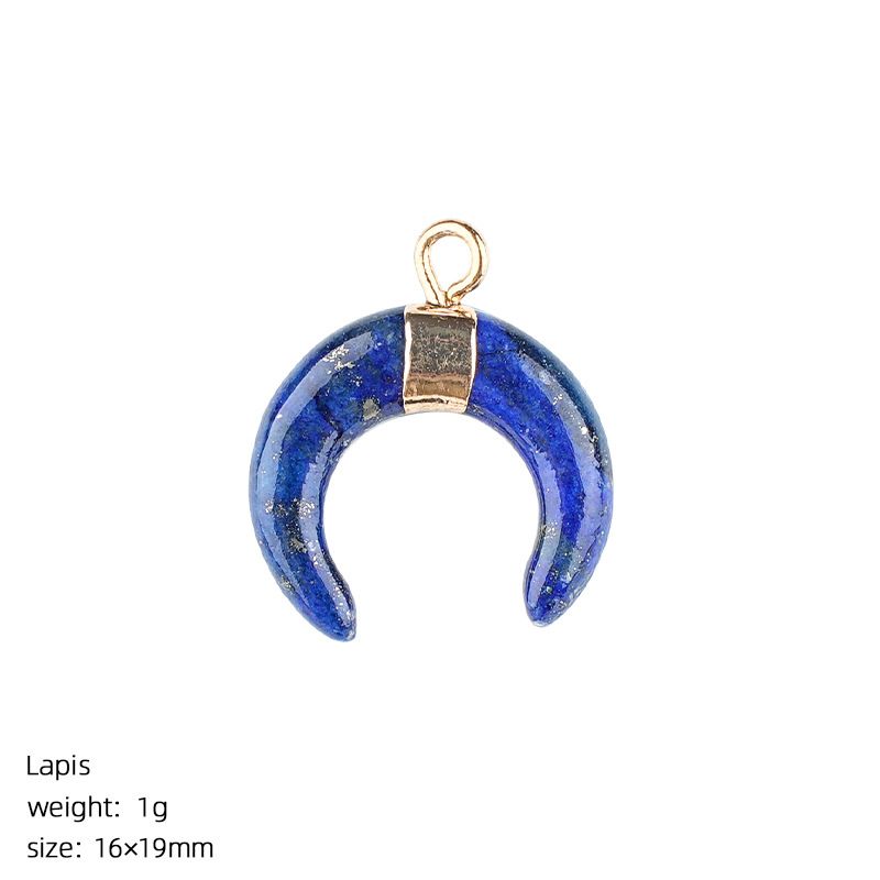 1440 Pingente de lua de cristal natural artesanal pulseira colar brincos dourados único pendurado tipo C chifre de pedra natural
