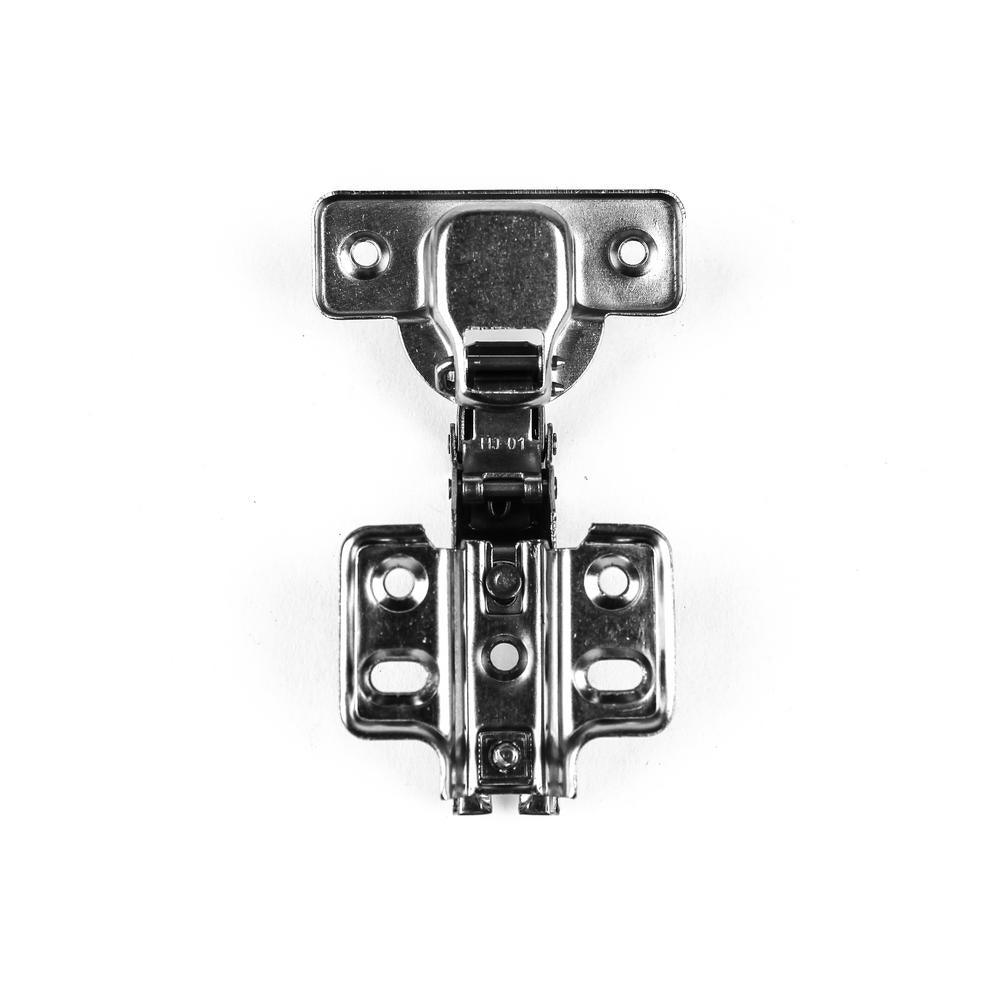 105-Degree 35 mm Half Overlay Frameless Cabinet Hinges with Installation Screws (1-Pair)