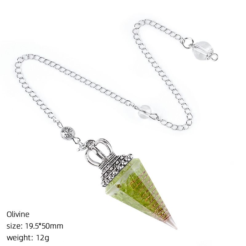 Hot Sale Pingente de Pêndulo de Cristal Natural Crown Yoga Acessórios de Meditação Hexagonal Cone Ajustável Resina de Freqüência Pêndulo