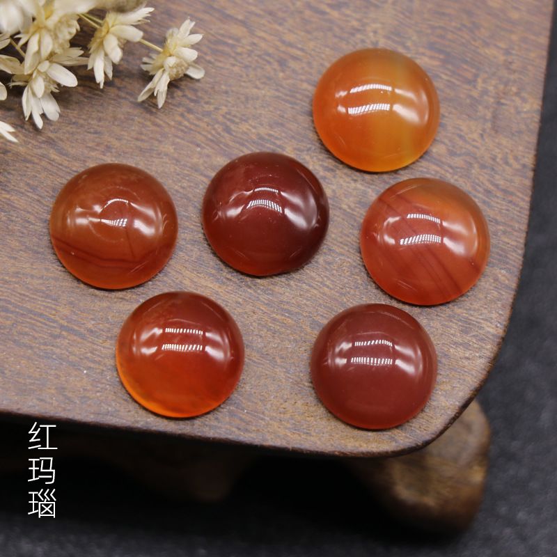 12Mm jade cristal ágata pedra cor tesouro semi-redondo cordão anel rosto tempo gema DIY Japonês Nail Art Acessórios de jóias