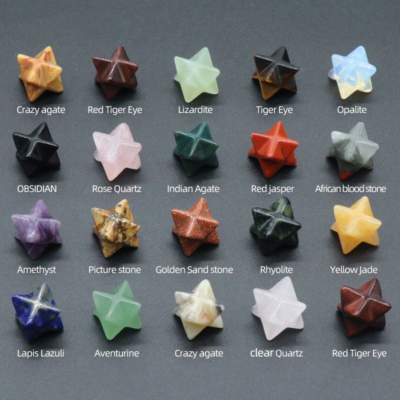 1444-Merkaba estrela de Kaba não porosa, pedra de ágata de cristal natural Merkaba grande hexagrama de satélite