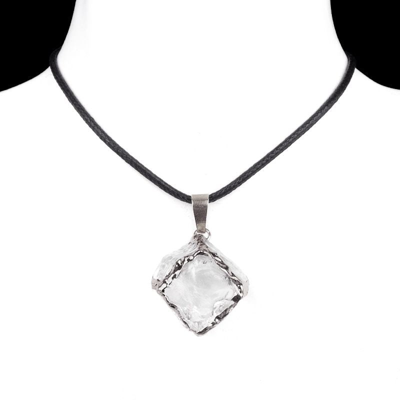 2012-Imitação de cristal de pedra áspera quadrado galvanoplastia pingente de cor, colar de cubo de açúcar de cristal artificial pingente de jóias DIY