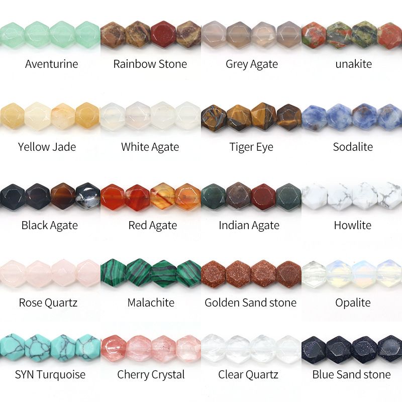 1425-8Mm corte hexágono, pedra de ágata de cristal hexagrama contas soltas DIY pulseira colar material de jóias