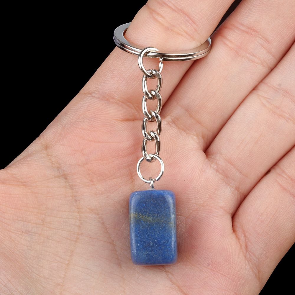 1788-Cristal Colorido Pedra Irregular 16mm Chaveiro Quadrado Comprido DIY Gem Pingente Opala