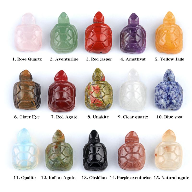 1599 uma tartaruga de 1 polegada, escultura em pedra de ágata de cristal pedra semipreciosa artesanato pequeno pêndulo tartaruga de cristal DIY