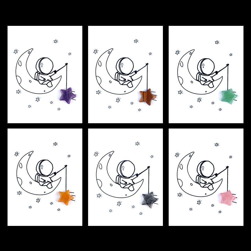 1817-Card Series 15mm Pentagrama Natural Crystal Agate Fun Card
