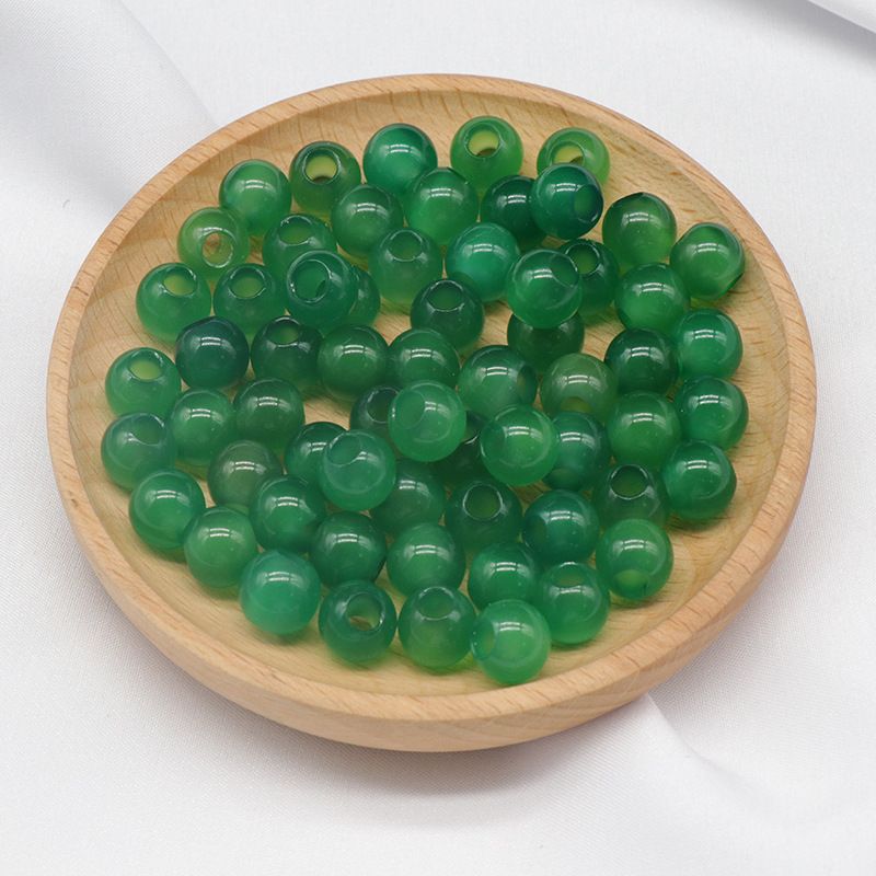 1587 uma abertura de 10mm 4mm azul amarelo verde branco vermelho preto ágata contas redondas grande buraco solto contas DIY tecido acessórios de jóias
