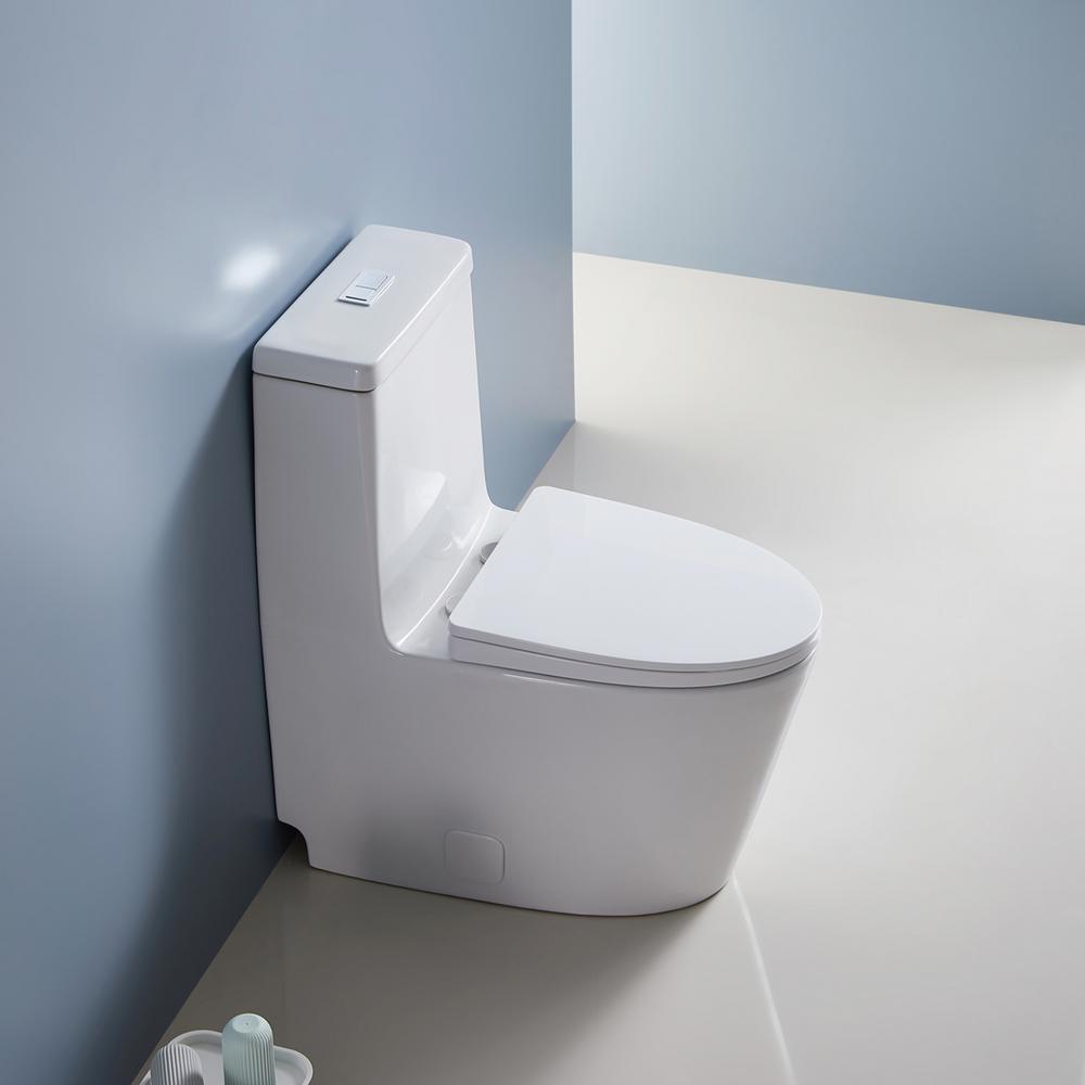 1-Piece Elongated Dual-Flush 1.28 GPF/0.88 GPF High Efficiency Skirted Toilet All-in-One Toilet in White Seat Included
