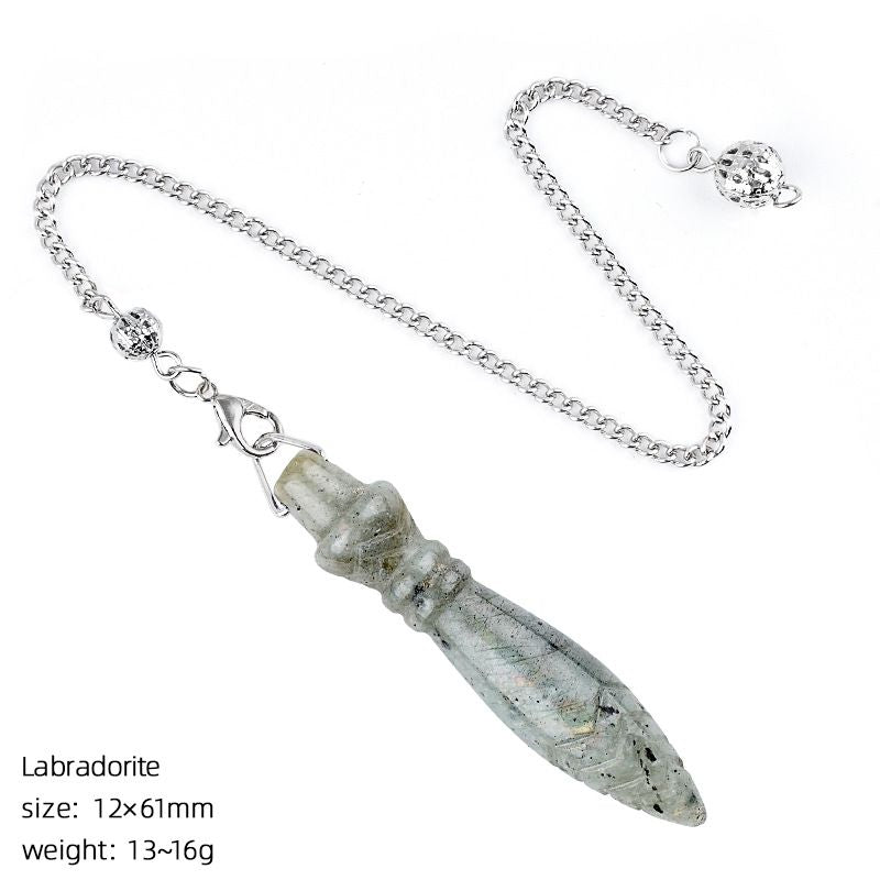 Pingente de pêndulo de cristal natural transfronteiriço Cetro vintage Meditação de ioga Frequência ajustável Thoth Thoth Pêndulo de jade