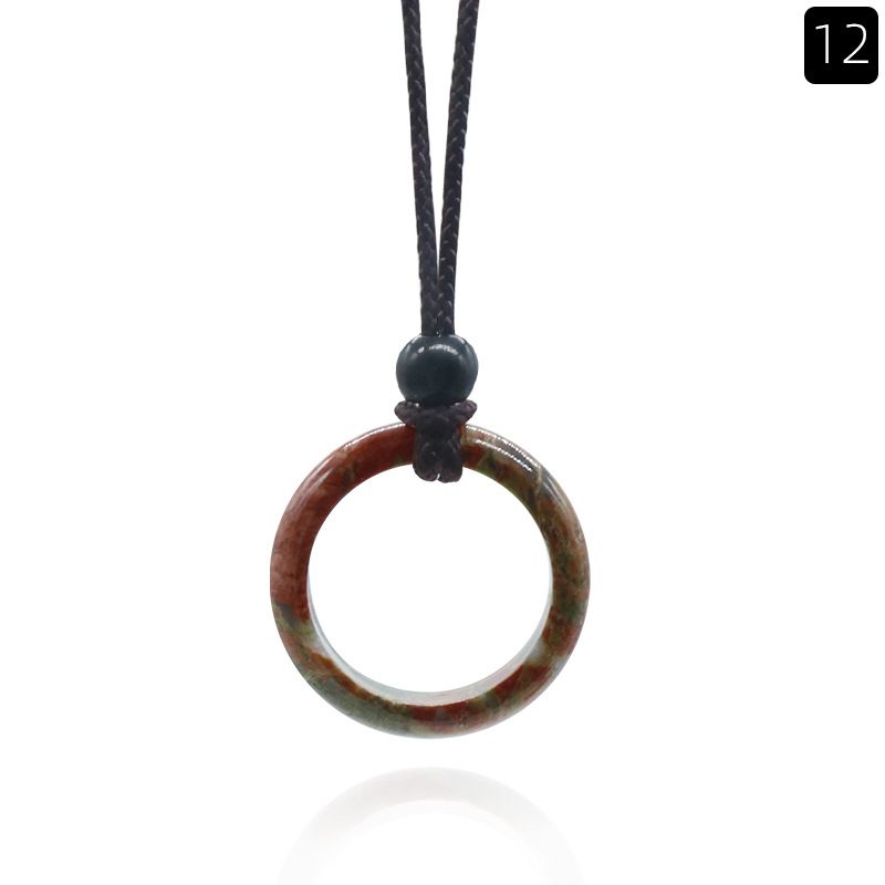 1435-Colar de Anel de Pedra de Cristal Natural Anel de Correr Clavícula Círculo Feminino Colar Simples Jóias