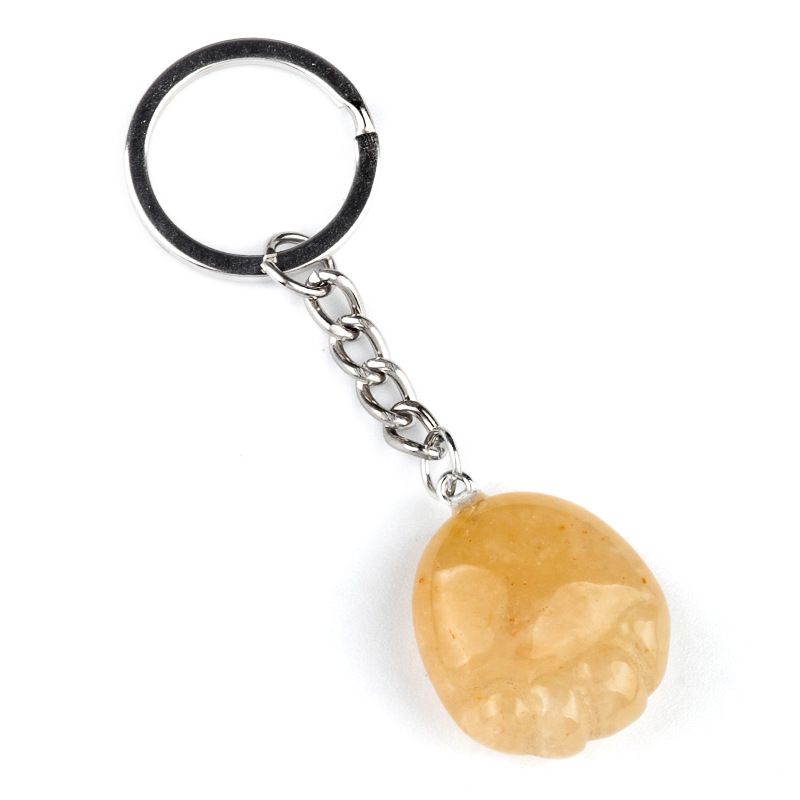 1977-Pedra de cristal natural ágata pequeno pé chaveiro, pata de urso, pingente de carro, presente de casal.