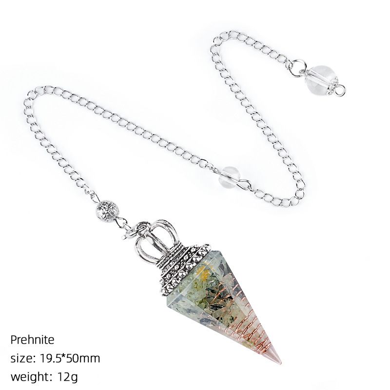 Hot Sale Pingente de Pêndulo de Cristal Natural Crown Yoga Acessórios de Meditação Hexagonal Cone Ajustável Resina de Freqüência Pêndulo