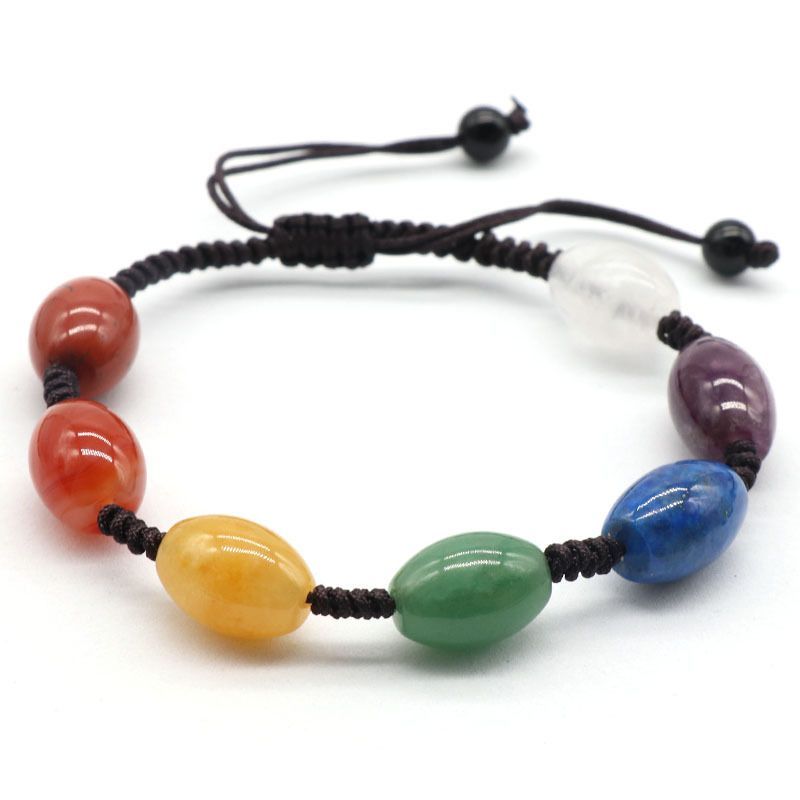 1230-Pulseira tecida de contas de arroz quadradas coloridas, pulseira colorida de ágata de cristal natural, jóias transfronteiriças