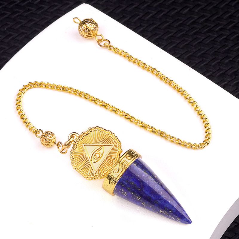 2194-Amethyst pó cristal olho de tigre pedra pingente de olho que tudo vê