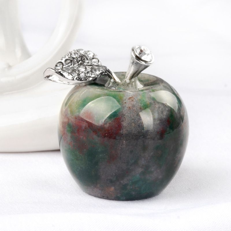 Maçã grande 1742-30Mm, ornamento de pedra de cristal natural, ornamento de maçã de cristal de Natal na véspera de Natal