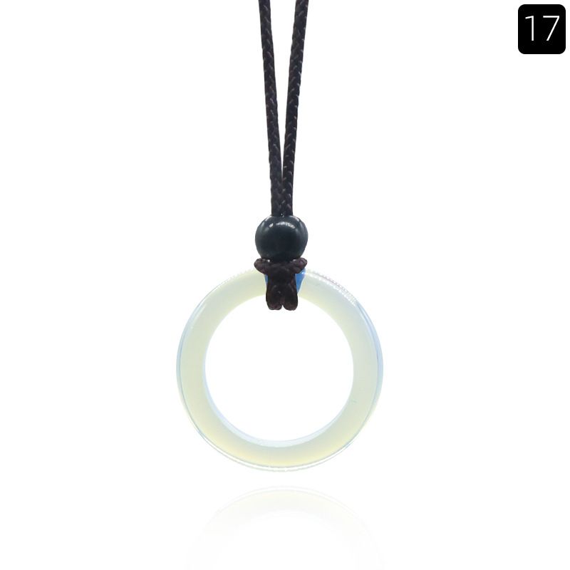 1435-Colar de Anel de Pedra de Cristal Natural Anel de Correr Clavícula Círculo Feminino Colar Simples Jóias