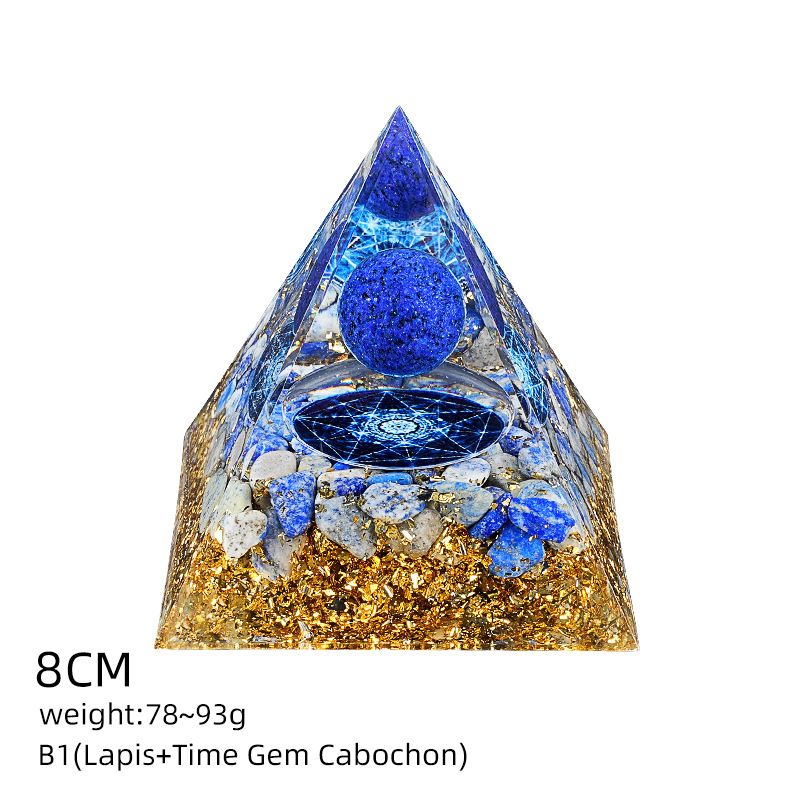 Pirâmide de cristal natural de 8cm Casa criativa europeia e americana Ornamento de mesa Yoga Resina de meditação Pirâmide de epóxi