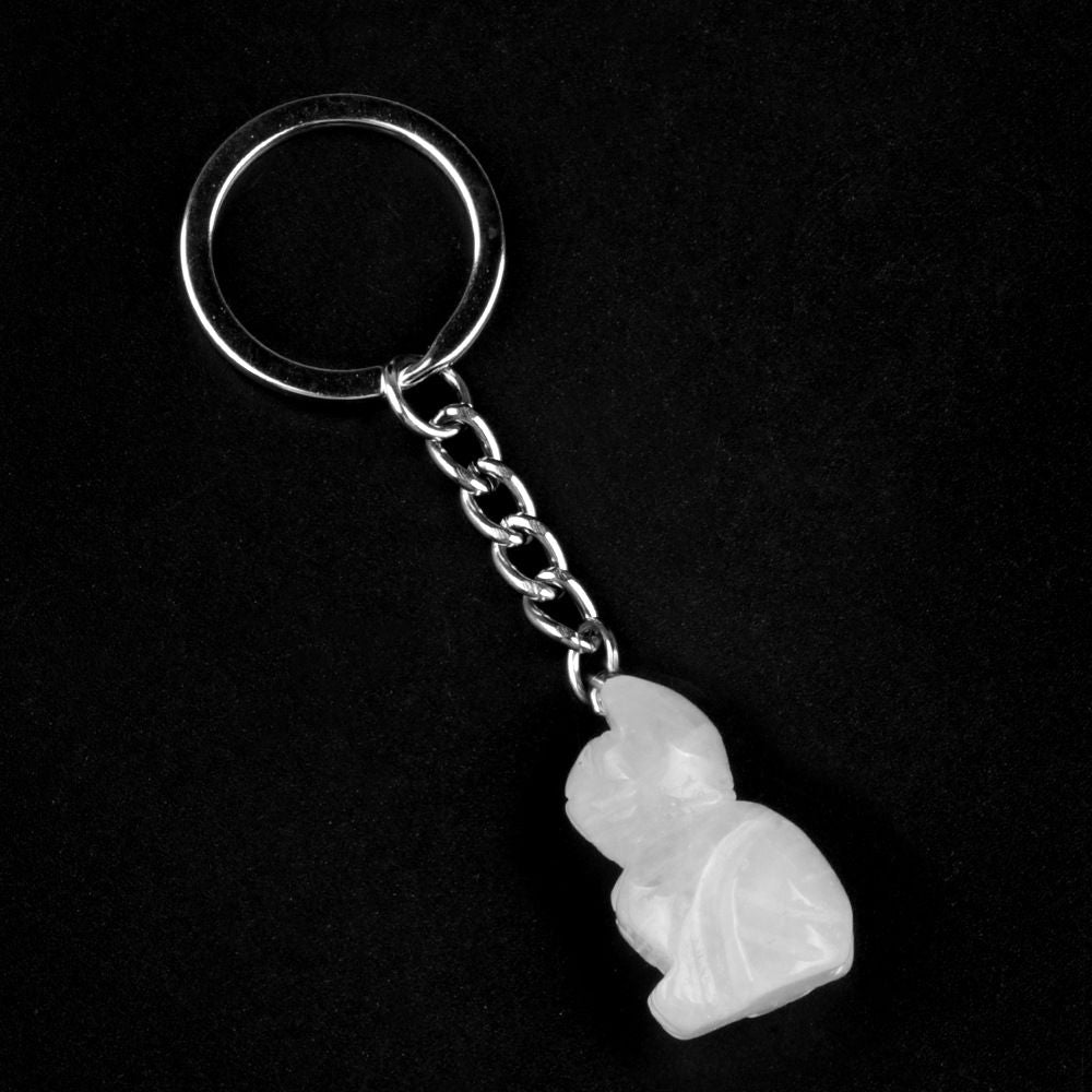 1943-Gravado gatinho chaveiro, pedra de cristal gravado animal pingente chaveiro
