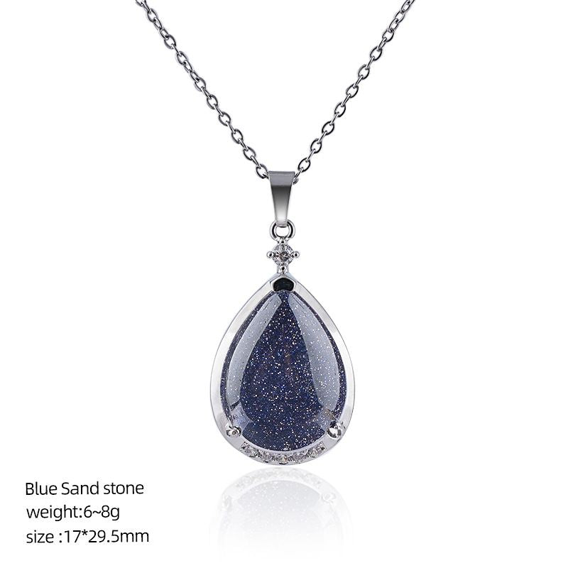 Pingente de gota de água de cristal natural popular com corrente de clavícula incrustada de cobre diamante colar de gota de água de ametista natural