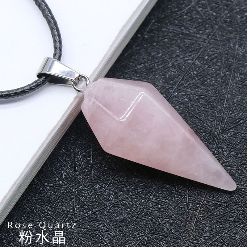 Pingente de Cristal Natural Hexagonal Cone Cônico Hexagonal Rômbolo Pêndulo eBay AliExpress Jóias