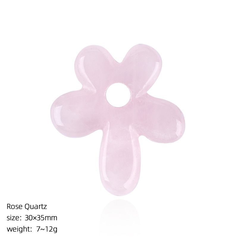 Pingente de flor de cinco pétalas de pedra natural colar artesanal antigo corrente de suéter decorativo em forma de flor pétalas de cristal natural