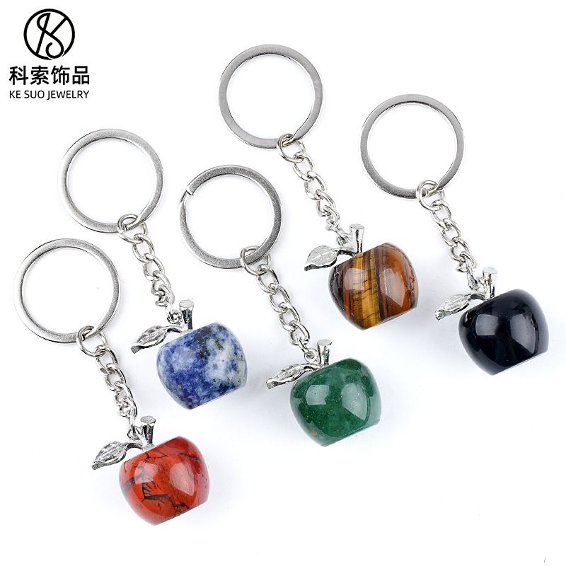 Ágata pedra semipreciosa maçã chaveiro véspera de Natal presente decorativo pedra natural pingente pequeno maçã