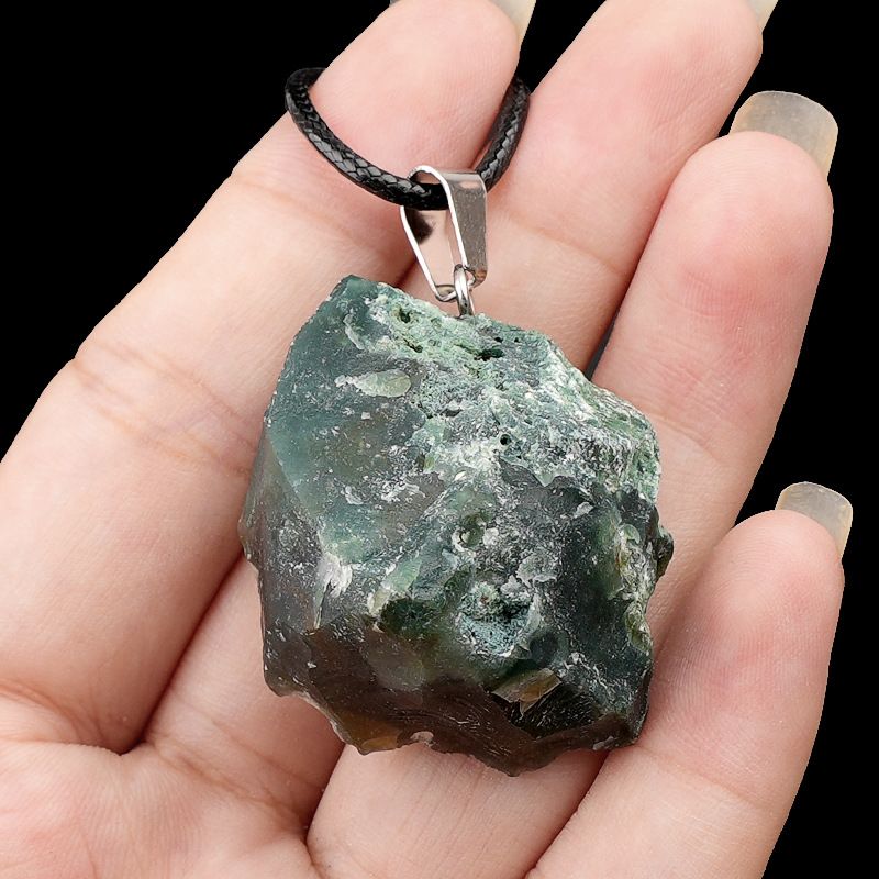 499-Pingente de pedra áspera de cristal natural ametista rosa amarelo branco colar de pedra áspera pingente de joias
