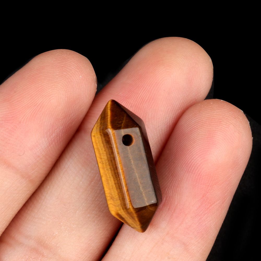 1904-8X20 grande buraco seis colunas cristal de pedra natural de ponta dupla prisma hexagonal pendurado coluna DIY acessórios de jóias