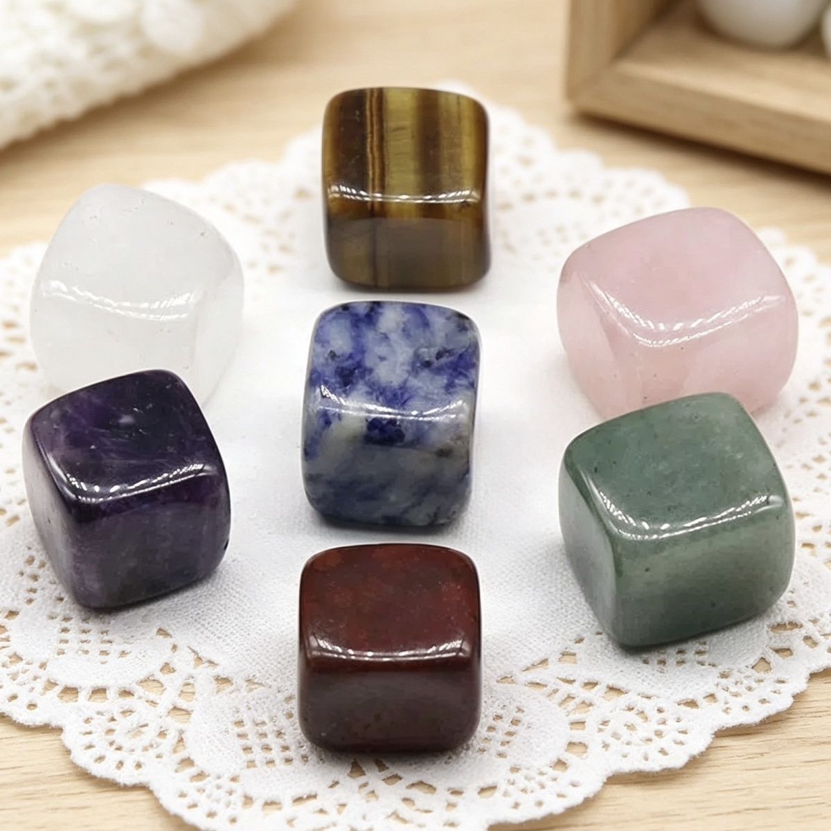 950-Cubo de Pedra Colorida, Ágata Ametista Olho de Tigre em Pó Cristal Cristal Branco Chakra Yoga Stone