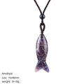 Colar de peixe pequeno de pedra semi-preciosa natural de 40Mm, colar de corda trançada ajustável, pingente de peixe pequeno de ágata tridimensional com gravura em pedra ágata.