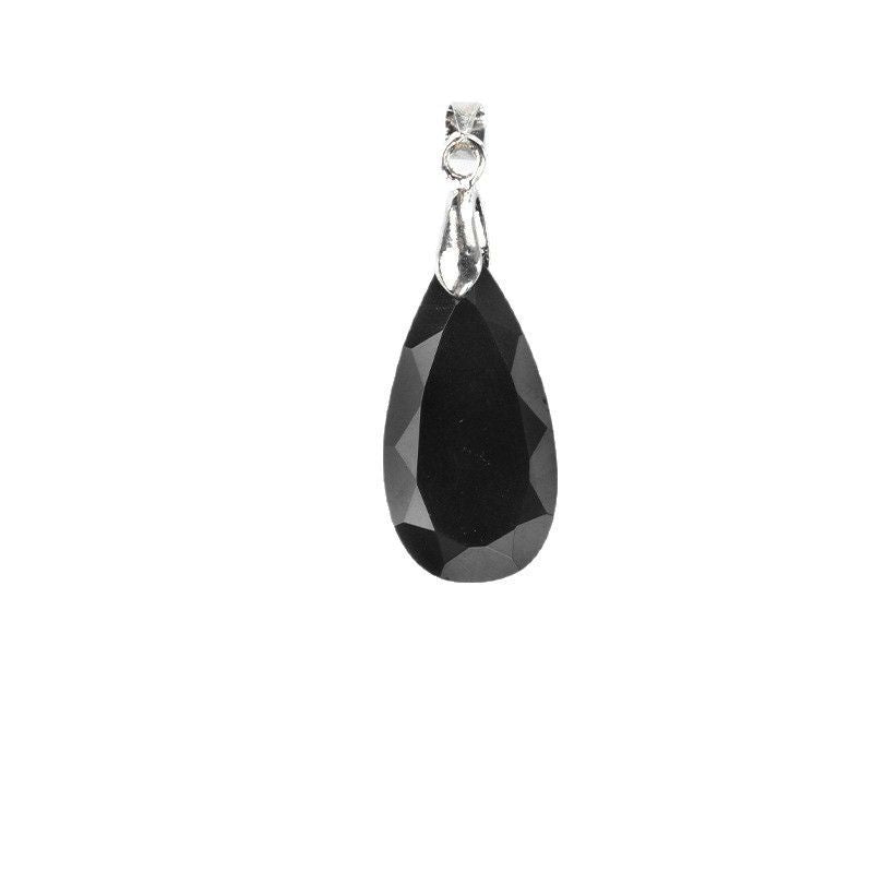 1691-Pingente de diamante com corte de pedra de cristal natural, colar de gota de água com corte de canto