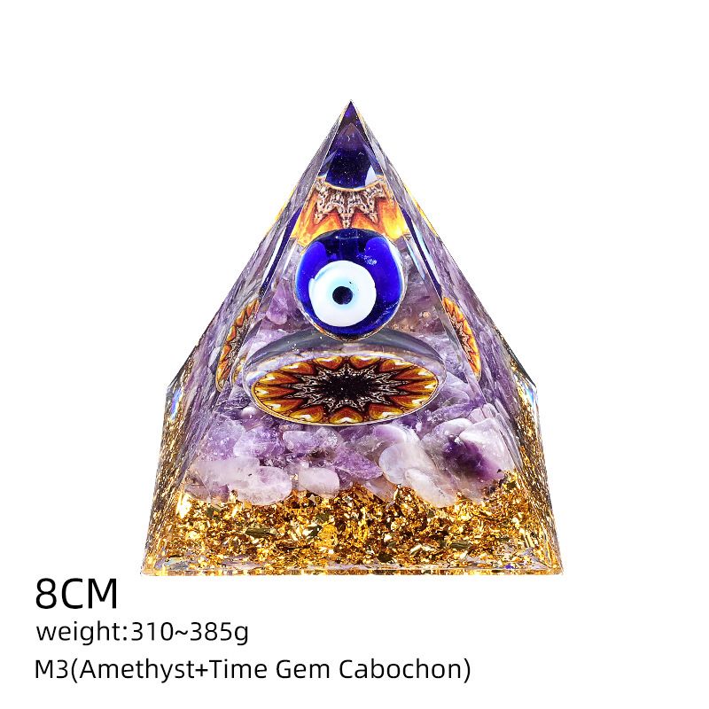 Pirâmide de cristal natural de 8cm Casa criativa europeia e americana Ornamento de mesa Yoga Resina de meditação Pirâmide de epóxi