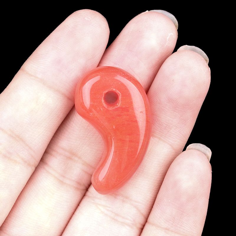1212-Cristal natural 18X30 buraco 3mm gancho pingente de jade, anime yin e yang big dog Ibaraki vinho engolindo faca demoníaca Ji