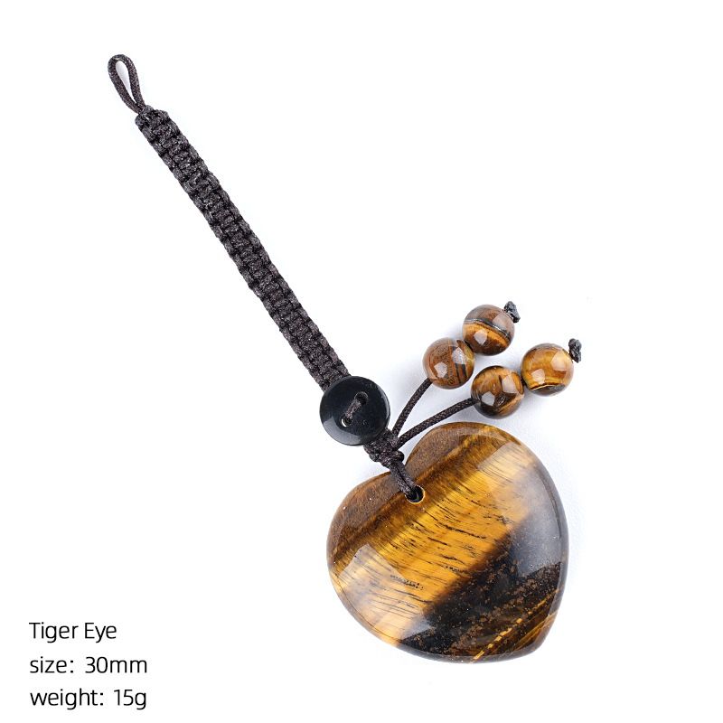 Pingente de cristal natural do amor do chaveiro tecido 30mm coração em forma de pedra natural amor bonito saco pingente