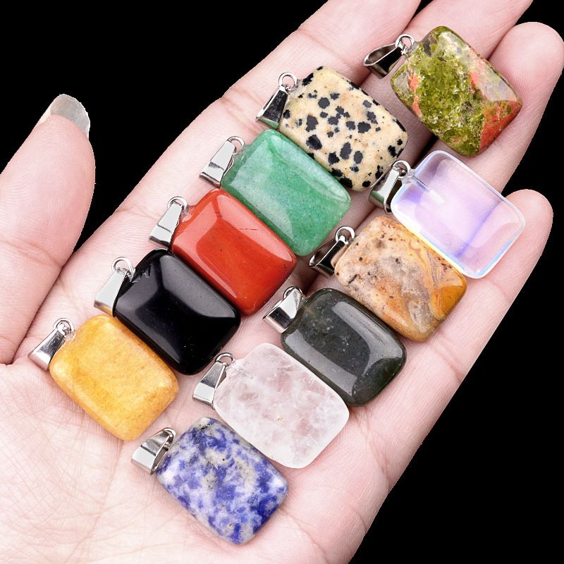 1458-20Mm Pingente Rectângulo, Cristal Natural Pingente Rectângulo de Pedra Semi-Preciosa Brincos DIY Colar Acessórios