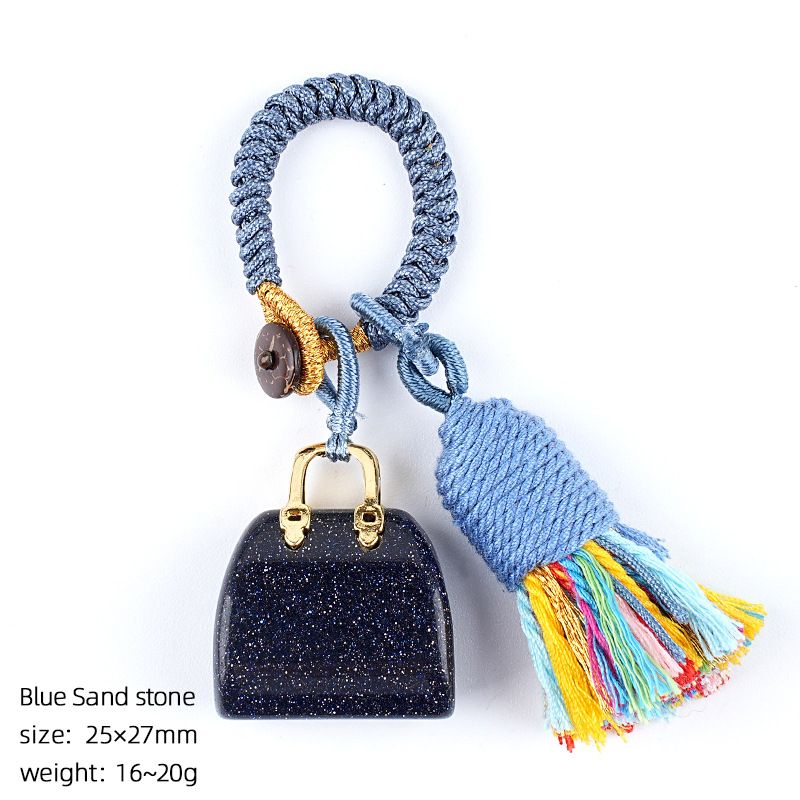 2485 Pedra natural semi-preciosa saco chaveiro criativo mão-tecido carro roupas acessórios cristal ágata pingente