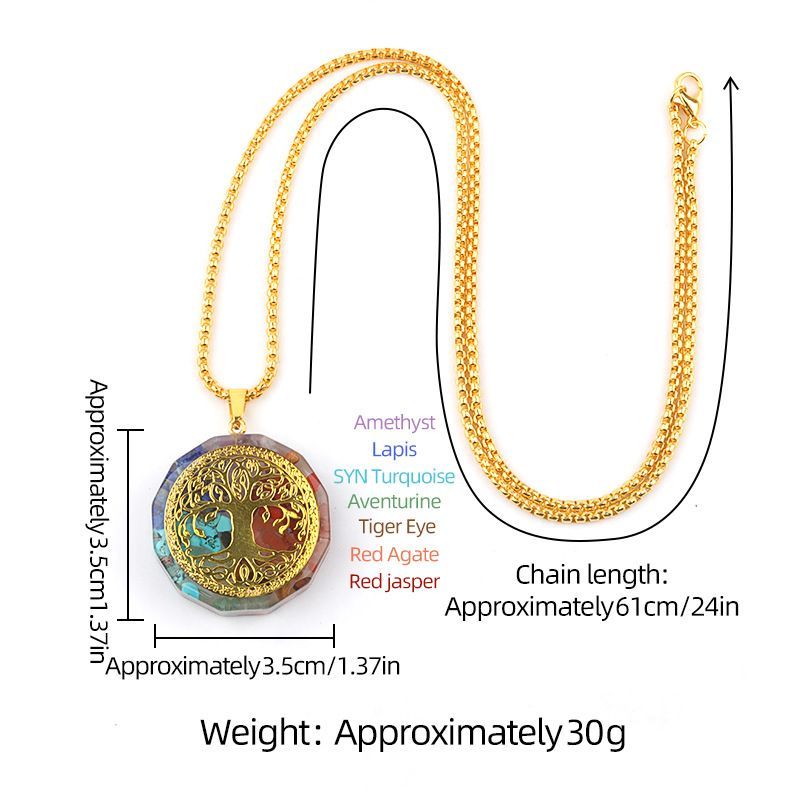 Colar de resina de cascalho de cristal colorido natural 2311 45 tipos de pingente de envoltório de pedra de cristal epóxi hexagonal