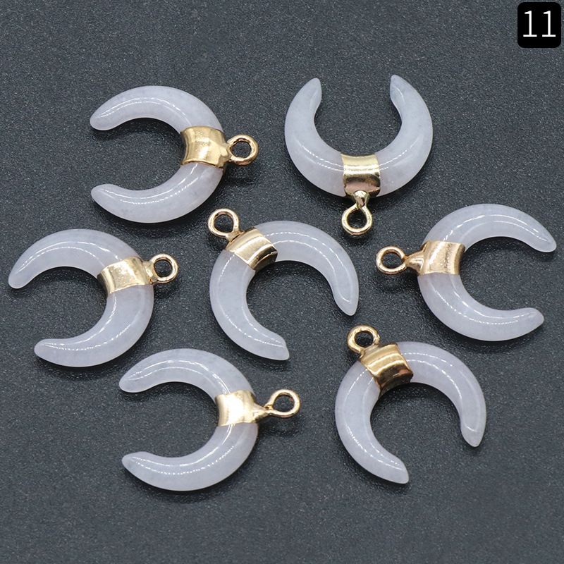 1440-Pó de cristal mini lua crescente pingente de chifre dourado Pingente de lua em forma de C DIY colar brincos material de jóias