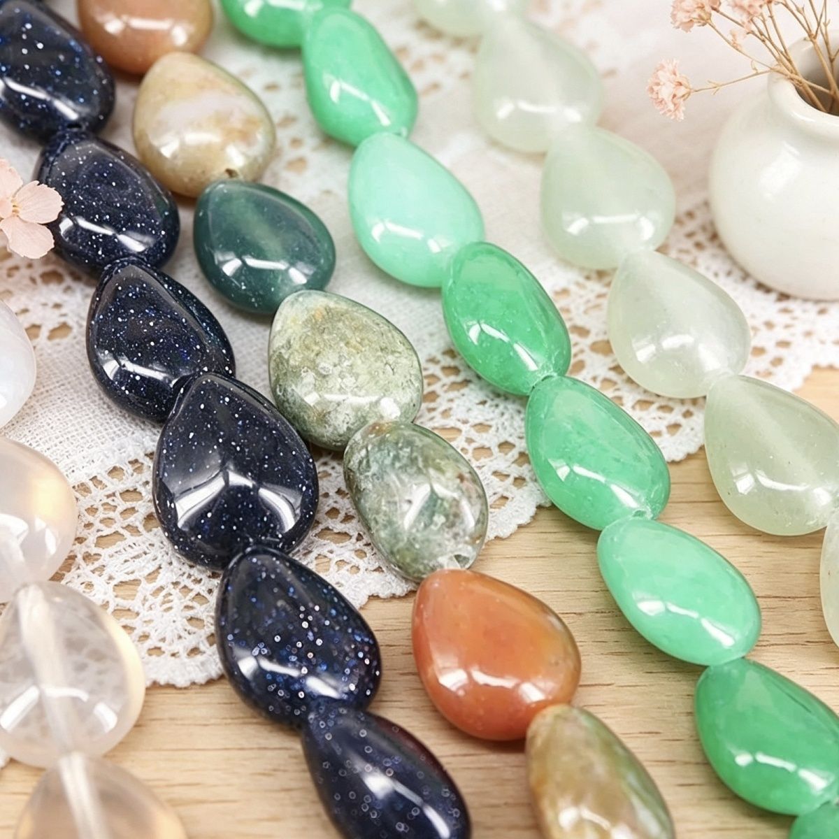 187-Ágata de cristal de jade pedra semipreciosa gota de água contas soltas DIY acessórios de jóias com contas feitas à mão